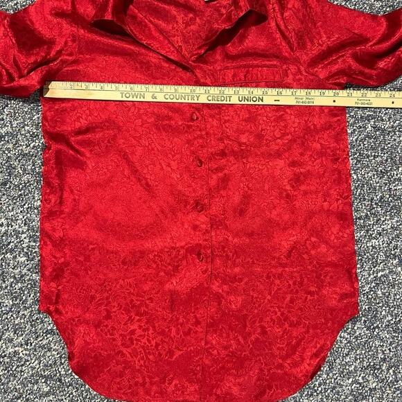 DELICATES 2 piece, women's size S, polyester pajamas set, red satin feel - Picture 5 of 10